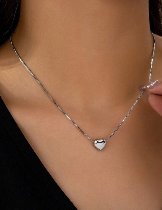 Silver and Yellow gold heart shaped necklaces, gift for women's daily wear, work party, festival, anniversary, as a gift.